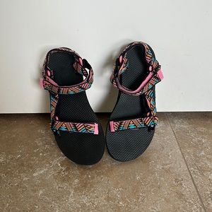Brand New Teva Sandals (pink, blue, orange) size 8